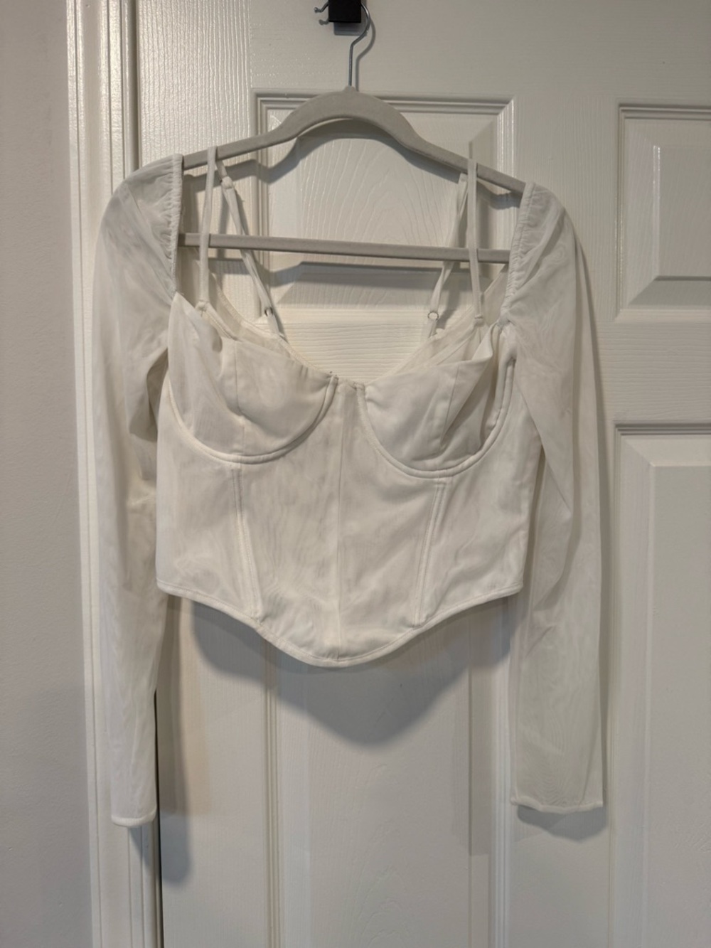 White Fox Boutique White Long-Sleeve Corset Crop Top
